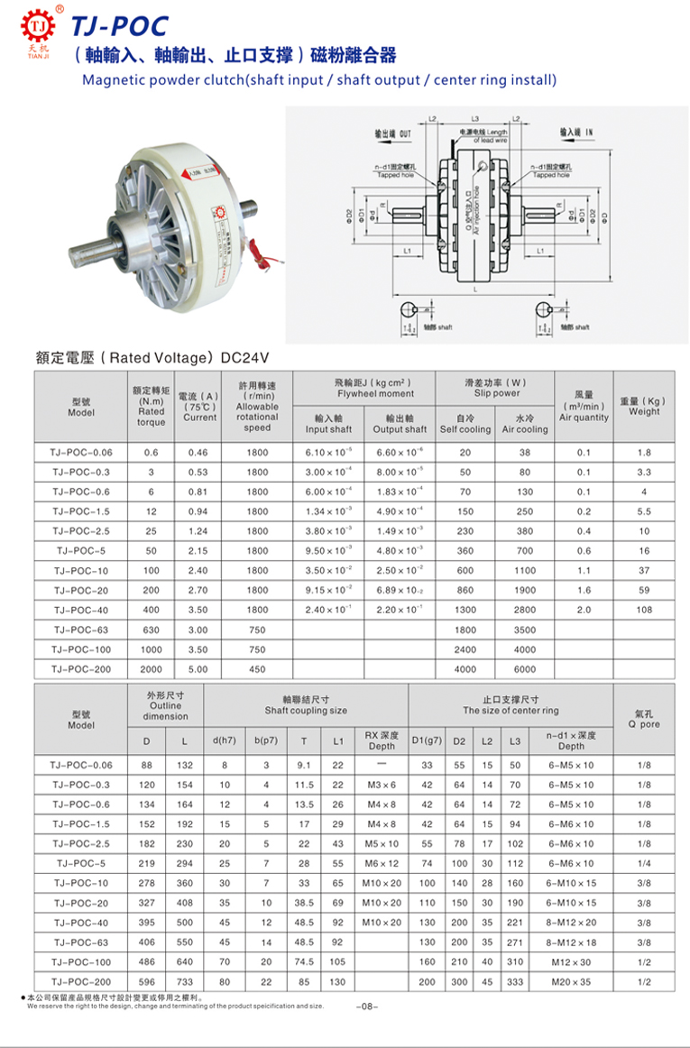 雙軸磁粉離合器尺寸參數 雙軸磁粉離合器尺寸參數
